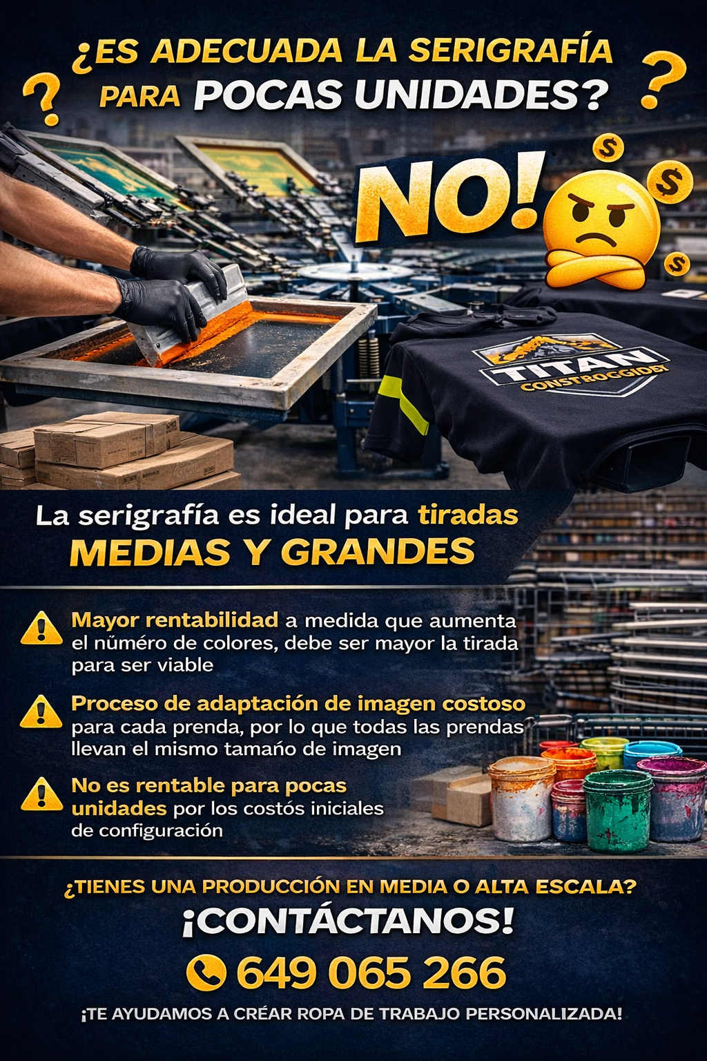 ¿Se usa la serigrafia para pocas unidades?